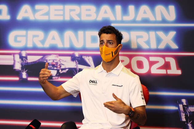 F1 Grand Prix of Azerbaijan 3 Daniel Ricciardo (AUS, McLaren F1 Team), F1 Grand Prix of Azerbaijan at Baku City Circuit on June 3, 2021 in Baku, Azerbaijan. (Photo by Clive Rose Getty Images FIA Pool via HOCH ZWEI) Baku Baku City Circuit Azerbaijan Poolfoto HOCH ZWEI Pool Getty Images ,EDITORIAL USE ONLY