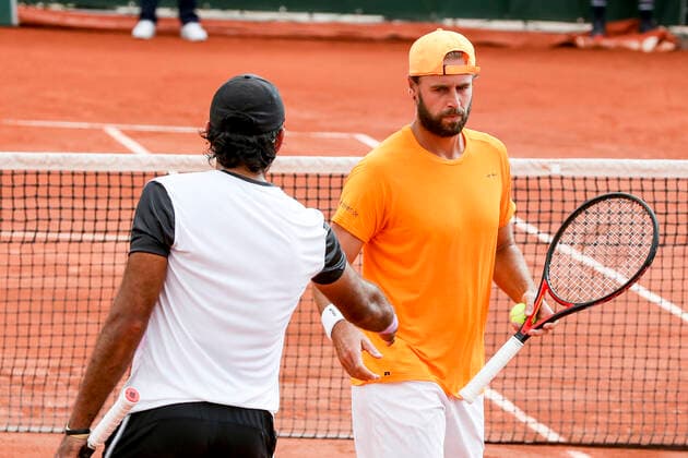 TENNIS - French Open 2021 PARIS,FRANCE,03.June.21 - TENNIS - ATP, Tennis Herren World Tour, French Open, Roland Garros, Grand Slam. Image shows Aisam-ul-haq Qureshi (PAK) and Oliver Marach (AUT).  GEPAxpictures xPatrickxSteiner