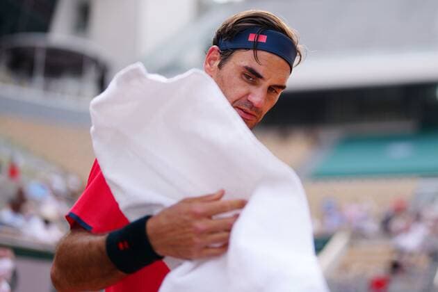 Mandatory Credit: Photo by Javier Garcia BPI Shutterstock (12010909ie) Roger Federer in second round action French Open Tennis, Day Five, Roland Garros, Paris, France - 03 Jun 2021 French Open Tennis, Day Five, Roland Garros, Paris, France - 03 Jun 2021  Copyright: xJavierxGarcia BPI Shutterstockx 12010909ie