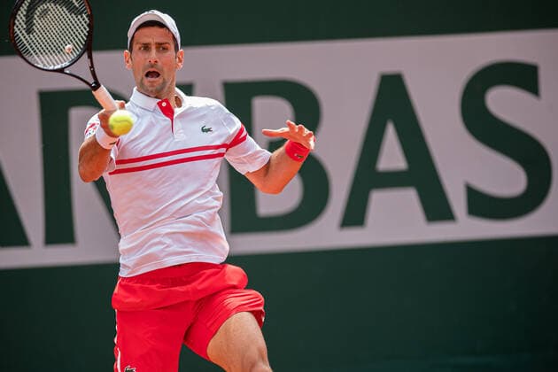 (210604) -- PARIS, June 4, 2021 -- Novak Djokovic of Serbia returns the ball during the men s singles second round match against Pablo Cuevas of Uruguay at the French Open tennis tournament at Roland Garros in Paris, France, June 3, 2021. (Photo by Xinhua) (SP)FRANCE-PARIS-TENNIS-ROLAND GARROS-FRENCH OPEN-MEN S SINGLES-DAY 5 AurelienxMorissard 