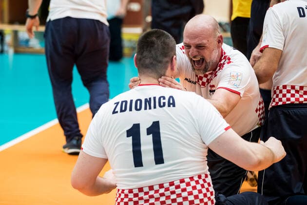 WORLD ParaVolley Men’s Final Qualifier Tokyo 2020 Paralympic Games: Kanada - Kroatien; 04.06.2021 Jubel bei den kroatischen Herren nach dem Sieg ueber Kanada in einem engen fuenften Satz WORLD ParaVolley Men’s Final Qualifier Tokyo 2020 Paralympic Games: Kanada - Kroatien; Duisburg Sportschule Wedau Copyright: xBEAUTIFULxSPORTS Wunderlx