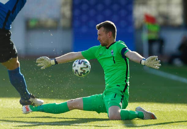 Lukas Hradecky 1, FIN during their tInternational Friendly match between Finland and Estonia at the Olympic Stadium on 04 June 2021 in Helsinki, Finland. (Kalle Parkkinen Newspix24)  Copyright: xKallexParkkinenx NP2401432397