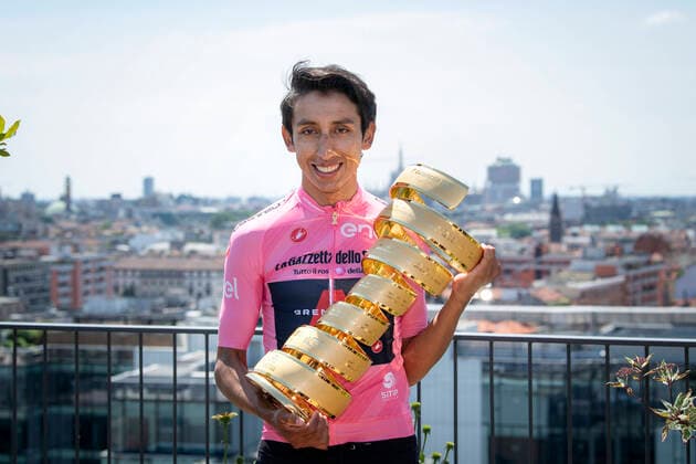 Photo Gian Mattia D Alberto LaPresse May 31, 2021 Milan, Italy Cycling Giro d Italia 2021 - 104th edition In the pic: BERNAL GOMEZ Egan Arley (COL) (INEOS GRENADIERS) winner of the Giro d Italia 2021 with the Endless Trophy  Copyright: xGianxMattiaxD Alberto LaPressex
