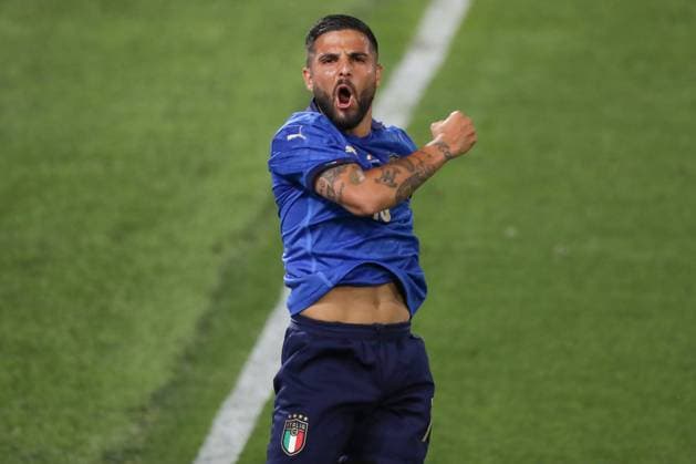 Bologna, Italy, 4th June 2021. Lorenzo Insigne of Italy celebrates after scoring to give the side a 3-0 leadduring the International Football Friendly match at Stadio Dall Ara, Bologna. Picture credit should read: Jonathan Moscrop Sportimage EDITORIAL USE ONLY. No use with unauthorised audio, video, data, fixture lists, club league logos or live services. Online in-match use limited to 120 images, no video emulation. No use in betting, games or single club league player publications. SPI-1074-0015