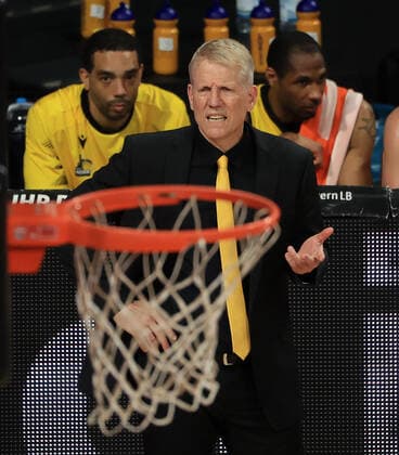 04.06.2021, BBL Play off, FCB Basketball vs Ludwigsburg, Audi Dome Muenchen , im Bild: John Patrick (Ludwigsburg Riesen) versteht die Welt nicht mehr