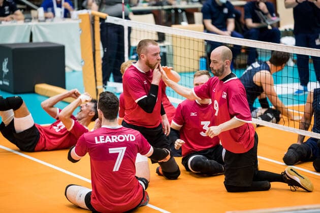 WORLD ParaVolley Men’s Final Qualifier Tokyo 2020 Paralympic Games Spiel um Platz 5-6: USA - Kanada; 05.06.2021 Die kanadischen Herren jubeln WORLD ParaVolley Men’s Final Qualifier Tokyo 2020 Paralympic Games Spiel um Platz 5-6: USA - Kanada; Duisburg Sportschule Wedau Copyright: xBEAUTIFULxSPORTS Wunderlx