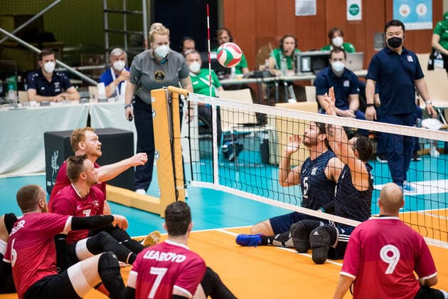 WORLD ParaVolley Men’s Final Qualifier Tokyo 2020 Paralympic Games Spiel um Platz 5-6: USA - Kanada; 05.06.2021 Darek Symonowicz (Kanada, 13), Eric Duda (USA, 5) WORLD ParaVolley Men’s Final Qualifier Tokyo 2020 Paralympic Games Spiel um Platz 5-6: USA - Kanada; Duisburg Sportschule Wedau Copyright: xBEAUTIFULxSPORTS Wunderlx