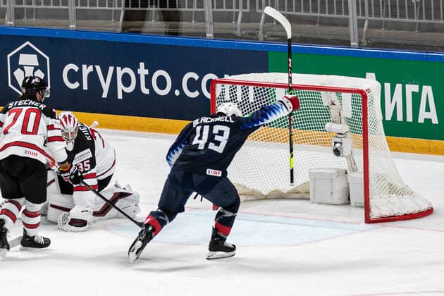 Eishockey, WM, Halbfinale, USA - Kanada June 5, 2021, Riga, Latvia: Riga, Latvia, Arena Riga, June 05, 2021, Goal by Blackwell (USA) during World Championship, WM, Weltmeisterschaft 2021 - Semi Finals - USA vs Canada - Ice hockey, Eishockey Ice Hockey - World Championship 2021 - Semi Finals - USA vs Canada, riga, Latvia - ZUMAl164 20210605_zsa_l164_081 Copyright: xAndreaxRex