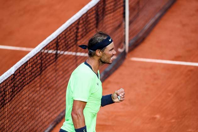 Sport Bilder des Tages TENNIS - French Open 2021 PARIS,FRANCE,05.June.21 - TENNIS - ATP, Tennis Herren World Tour, French Open, Roland Garros, Grand Slam. Image shows the rejoicing of Rafael Nadal (ESP).  GEPAxpictures xPatrickxSteiner