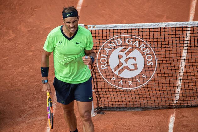 (210606) -- PARIS, June 6, 2021 -- Rafael Nadal celebrates during the men s singles third round match between Rafael Nadal of Spain and Cameron Norrie of Britain at the French Open tennis tournament at Roland Garros in Paris, France, June 5, 2021. (Photo by Xinhua) (SP)FRANCE-PARIS-TENNIS-ROLAND GARROS-FRENCH OPEN-MEN S SINGLES AurelienxMorissard 