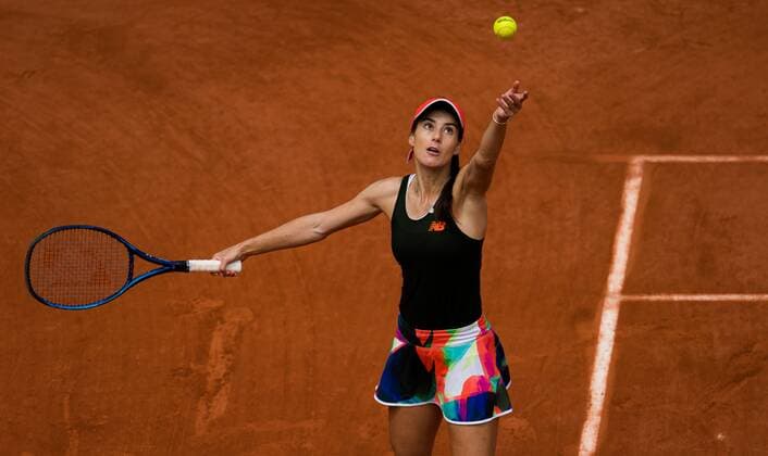Mandatory Credit: Photo by Rob Prange Shutterstock (12019123a) Sorana Cirstea of Romania in action during the fourth round of doubles at the 2021 Roland Garros Grand Slam Tournament French Open Tennis, Day Eight, Roland Garros, Paris, France - 06 Jun 2021 French Open Tennis, Day Eight, Roland Garros, Paris, France - 06 Jun 2021  Copyright: xRobxPrange Shutterstockx 12019123a