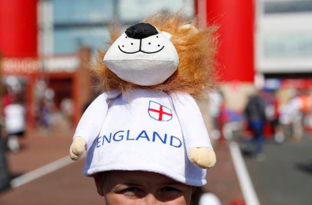 Middlesbrough, England, 6th June 2021. An England Lion hat on a fan during the International Friendly, Länderspiel, Nationalmannschaft match at the Riverside Stadium, Middlesbrough. Picture credit should read: Darren Staples Sportimage EDITORIAL USE ONLY. No use with unauthorised audio, video, data, fixture lists, club league logos or live services. Online in-match use limited to 120 images, no video emulation. No use in betting, games or single club league player publications. SPI-1079-0004