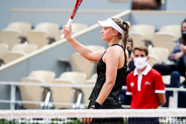 TENNIS - French Open 2021 PARIS,FRANCE,06.June.21 - TENNIS - WTA, Tennis Damen Tour, French Open, Roland Garros, Grand Slam. Image shows the rejoicing of Elena Rybakina (KAZ).  GEPAxpictures xPatrickxSteiner