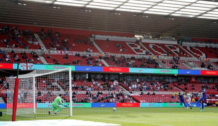 Middlesbrough, England, 6th June 2021. Marcus Rashford of England scores the first goal from the penalty spot during the International Friendly, Länderspiel, Nationalmannschaft match at the Riverside Stadium, Middlesbrough. Picture credit should read: Darren Staples Sportimage EDITORIAL USE ONLY. No use with unauthorised audio, video, data, fixture lists, club league logos or live services. Online in-match use limited to 120 images, no video emulation. No use in betting, games or single club league player publications. SPI-1079-0057