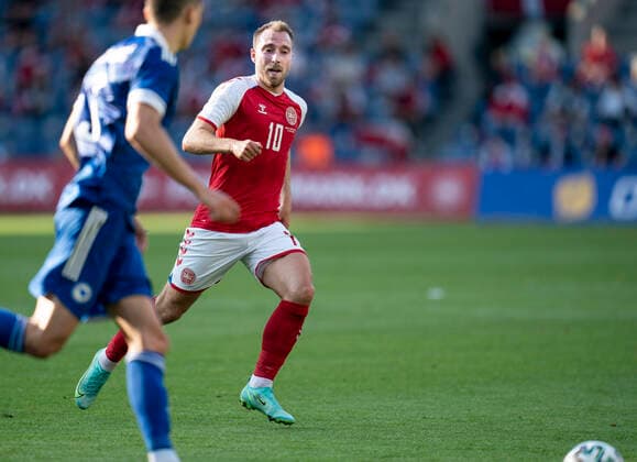 Fußball, Länderspiel, Dänemark - Bosnien Herzegowina Danmarks Christian Eriksen under testkampen mellem Danmark-Bosnien-Hercegovina paa Broendby Stadion, soendag den 6 juni 2021.. , Copenhagen Denmark