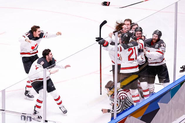06.06.2021, Riga, Arena Riga, Final Finland - Canada (2021 IIHF Ice hockey, Eishockey World Championship, WM, Weltmeisterschaft , Canada ist World Champion 2021. 21 Nick Paul (Canada) celebrates his goal in the overtime Riga Riga Latvia Copyright: xJustPictures.ch JarixPestelaccix
