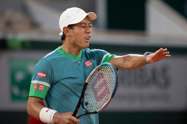 Kei Nishikori reagiert veraergert,Aerger,enttaeuscht, Enttaeuschung,Emotion Copyright: xJuergenxHasenkopfx