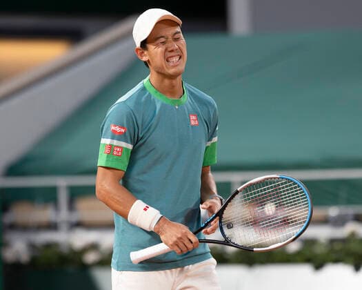 Kei Nishikori reagiert veraergert,Aerger,enttaeuscht, Enttaeuschung,Emotion Copyright: xJuergenxHasenkopfx