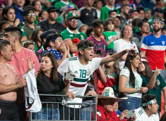 June 6, 2021, Denver, Colorado, U.S: A Mexican fan, center, shows his frustration with team USA Sunday evening at Empower Field at Mile High. USA beats Mexico 3-2 in Overtime on a Penalty Kick and win the Inaugural Concacaf Nations League Cup. Denver U.S. - ZUMAav4_ 20210606_zaf_av4_003 Copyright: xHectorxAcevedox