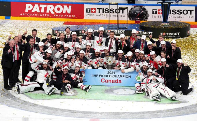 06.06.2021, Riga 2021 IIHF Ice hockey, Eishockey World Championship, WM, Weltmeisterschaft Riga. Final game between Finnish and Canadian teams at the Arena Riga . Canadian team are the Worls Champions. Photo Edijis Palens, LETA RÄ«ga Latvija 13463AEA-BF03-7F1D-19A0-E53DF6456DF1  Copyright: xEdijsxPÄlensx 2021 IIHF Ice Hockey World Championship