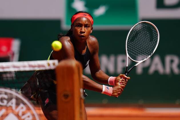 Mandatory Credit: Photo by Javier Garcia BPI Shutterstock (12019129ay) Coco Gauff in fourth round action French Open Tennis, Day Nine, Roland Garros, Paris, France - 07 Jun 2021 French Open Tennis, Day Nine, Roland Garros, Paris, France - 07 Jun 2021  Copyright: xJavierxGarcia BPI Shutterstockx 12019129ay