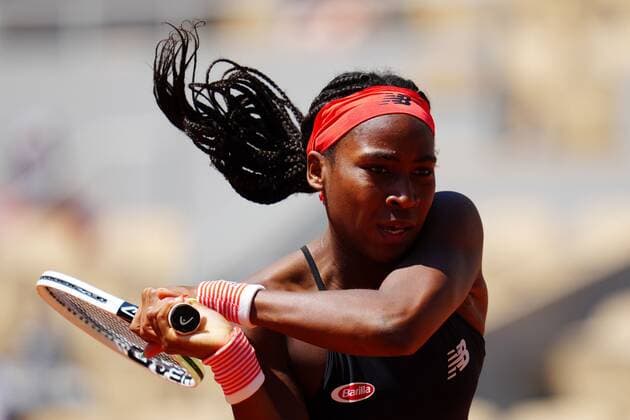 Mandatory Credit: Photo by Javier Garcia BPI Shutterstock (12019129bs) Coco Gauff in fourth round action French Open Tennis, Day Nine, Roland Garros, Paris, France - 07 Jun 2021 French Open Tennis, Day Nine, Roland Garros, Paris, France - 07 Jun 2021  Copyright: xJavierxGarcia BPI Shutterstockx 12019129bs