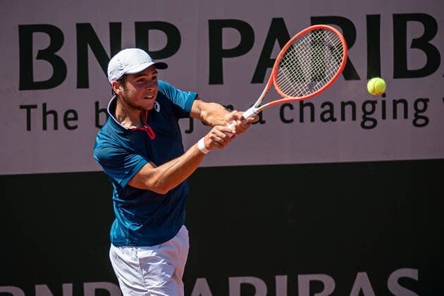 Max WESTPHAL of France plays a ball during the men s single against Leo BORG of Sweden on the first round of the Junior French Open tennis tournament at Roland Garros in Paris, France, 7 June 2021.  Copyright: xAurelienxMorissardx