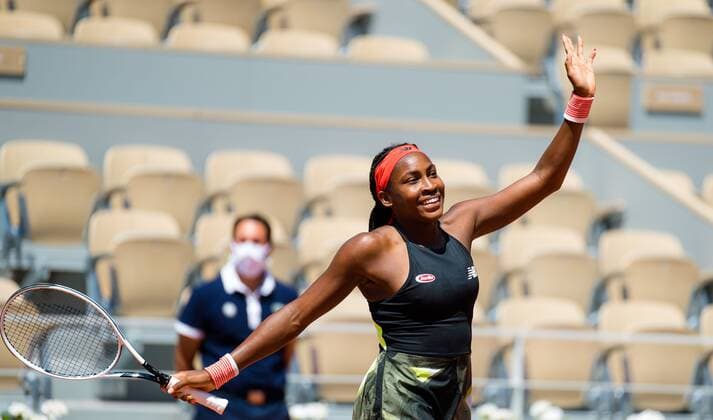 Mandatory Credit: Photo by Rob Prange Shutterstock (12019128ae) Cori Gauff of the United States in action during the fourth round of the 2021 Roland Garros Grand Slam Tournament French Open Tennis, Day Nine, Roland Garros, Paris, France - 07 Jun 2021 French Open Tennis, Day Nine, Roland Garros, Paris, France - 07 Jun 2021  Copyright: xRobxPrange Shutterstockx 12019128ae