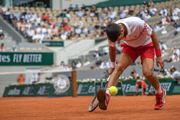 Novak DJOKOVIC of Serbia plays a ball during the men s single against Lorenzo MUSETTI of Italy on the fourth round of the French Open tennis tournament at Roland Garros in Paris, France, 7 June 2021.  Copyright: xAurelienxMorissardx