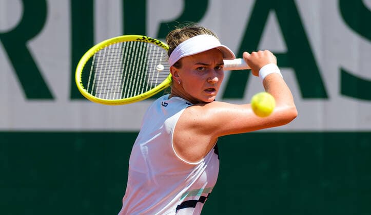 June 7, 2021: Barbora Krejcikova of the Czech Republic in action during the fourth round of the 2021 Roland Garros Grand Slam Tournament against Sloane Stephens of the United States - ZUMAa181 20210607_zaa_a181_009 Copyright: xRobxPrangex