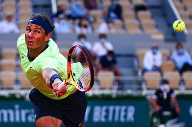 Mandatory Credit: Photo by Javier Garcia BPI Shutterstock (12019129jo) Rafael Nadal during his fourth round match French Open Tennis, Day Nine, Roland Garros, Paris, France - 07 Jun 2021 French Open Tennis, Day Nine, Roland Garros, Paris, France - 07 Jun 2021  Copyright: xJavierxGarcia BPI Shutterstockx 12019129jo