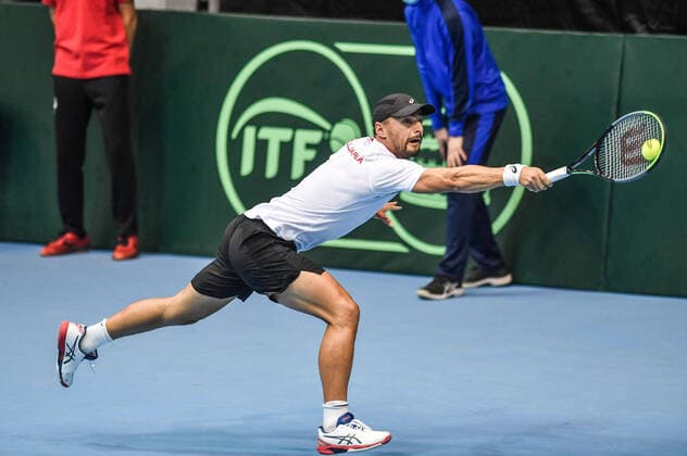 Sofia, Bulgaria, Tennis, Davis Cup, Sofia Hall Dimitar Kuzmanov (BUL) Tennis - Davis Cup - Bulgaria vs. Mexico - Dimitar Kuzmanov vs Gerardo Lopez Vallasenor - 06.03.21 Copyright: xx