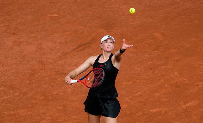 June 8, 2021, Paris, France: Elena Rybakina of Kazakhstan in action during the quarter-final of the 2021 Roland Garros Grand Slam Tournament against A. Pavlyuchenkova of Russia Paris France - ZUMAa181 20210608_zaa_a181_060 Copyright: xRobxPrangex