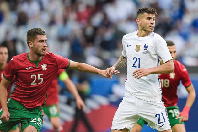 Lucas Hernandez ( 21 - France ) - Petko Hristov ( 25 - Bulgarie ) - FOOTBALL : France vs Bulgarie - Match Amical - Saint Denis - 08 06 2021 FedericoPestellini Panoramic 