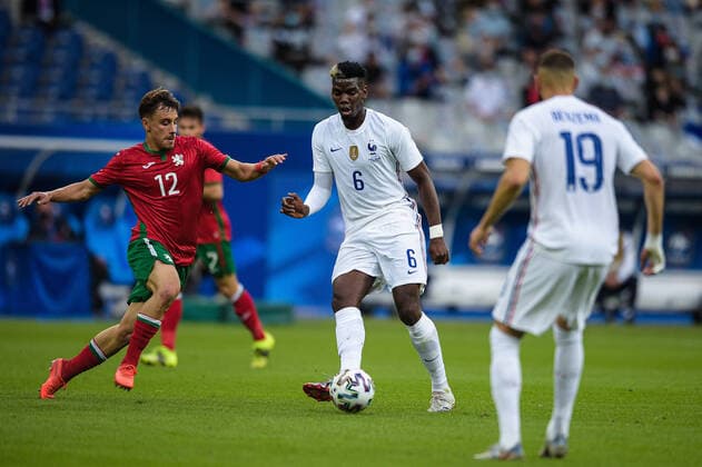 Paul Pogba ( 6 - France ) - Ilian Iliev ( 12 - Bulgarie ) - Karim Benzema ( 19 - France ) - FOOTBALL : France vs Bulgarie - Match Amical - Saint Denis - 08 06 2021 FedericoPestellini Panoramic 