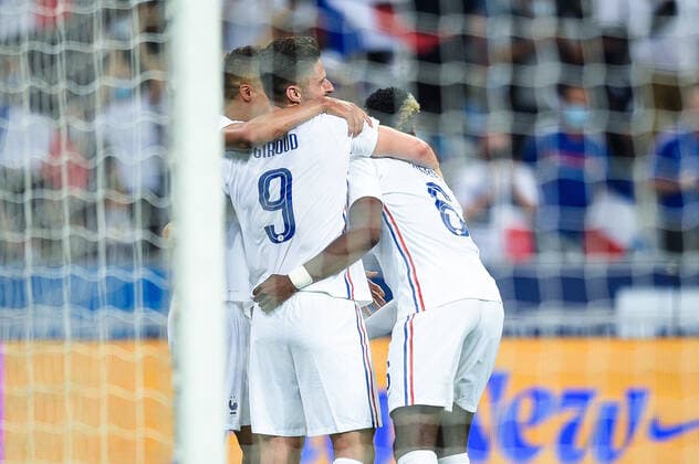 Joie des joueurs de l equipe de France apres le but de - Olivier Giroud ( 9 - France ) - FOOTBALL : France vs Bulgarie - Match Amical - Saint Denis - 08 06 2021 FedericoPestellini Panoramic 
