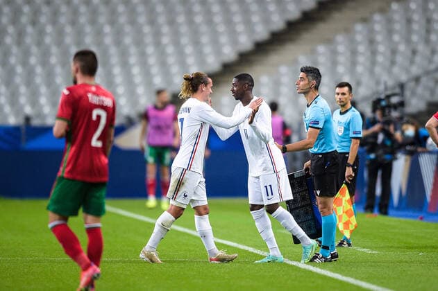 Antoine Griezmann ( 7 - France ) - Ousmande Demble ( 11 - France ) - FOOTBALL : France vs Bulgarie - Match Amical - Saint Denis - 08 06 2021 FedericoPestellini Panoramic 
