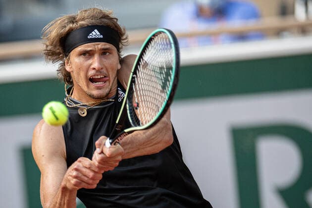 (210609) -- PARIS, June 9, 2021 -- Alexander Zverev of Germany returns the ball during the men s singles quarterfinal match between Alexander Zverev of Germany and Alejandro Davidovich Fokina of Spain at the French Open tennis tournament at Roland Garros in Paris, France, June 8, 2021. (Photo by Xinhua) (SP)FRANCE-PARIS-TENNIS-ROLAND GARROS-FRENCH OPEN-MEN S SINGLES-DAY 10 AurelienxMorissard 