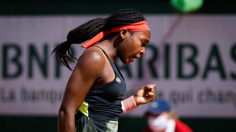 Mandatory Credit: Photo by Rob Prange Shutterstock (12046067n) Cori Gauff of the United States in action during the quarter-finals of the 2021 Roland Garros Grand Slam Tournament French Open Tennis, Day Eleven, Roland Garros, Paris, France - 09 Jun 2021 French Open Tennis, Day Eleven, Roland Garros, Paris, France - 09 Jun 2021  Copyright: xRobxPrange Shutterstockx 12046067n