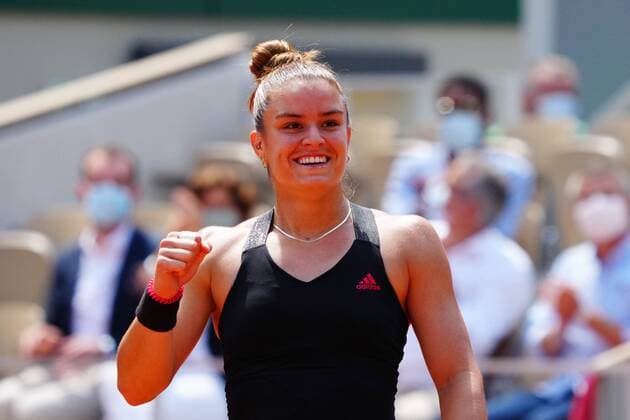 Mandatory Credit: Photo by Javier Garcia BPI Shutterstock (12046068gv) Maria Sakkari celebrates at the end French Open Tennis, Day Eleven, Roland Garros, Paris, France - 09 Jun 2021 French Open Tennis, Day Eleven, Roland Garros, Paris, France - 09 Jun 2021  Copyright: xJavierxGarcia BPI Shutterstockx 12046068gv