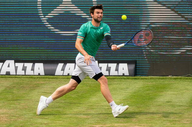 Jurij Rodionov (AUT). Deutschland, Stuttgart, 09.06.2021, Tennis, ATP250, MercedesCup 2021, 1.Runde, D.Koepfer (GER)-J.Rodionov (AUT), TC Weissenhof Foto: A2 Bildagentur Peter Hartenfelser