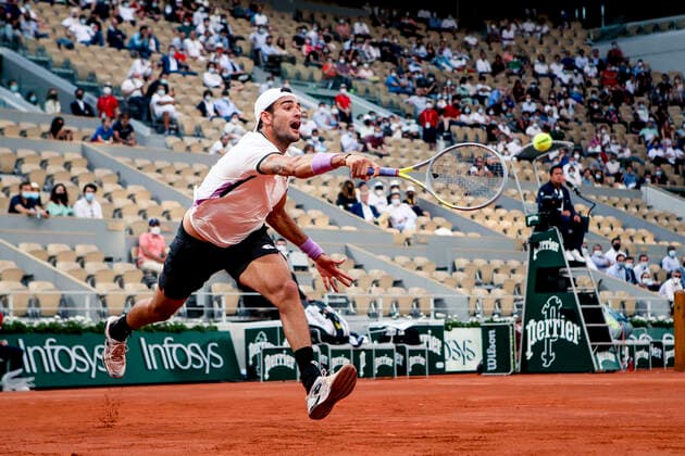 TENNIS - French Open 2021 PARIS,FRANCE,09.June.21 - TENNIS - ATP, Tennis Herren World Tour, French Open, Roland Garros, Grand Slam. Image shows Matteo Berrettini (ITA).  GEPAxpictures xPatrickxSteiner