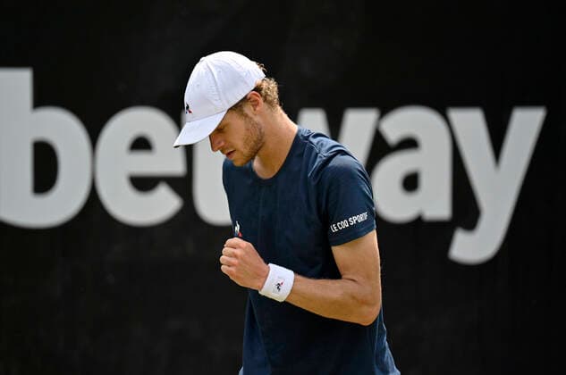 Yannick Hanfmann (GER) jubelt Jubel 10.06.2021 Tennis MercedesCup Stuttgart 2021 Weißenhof ATP, Tennis Herren 07.-13.06.2021 Tennis MercedesCup Stuttgart 2021