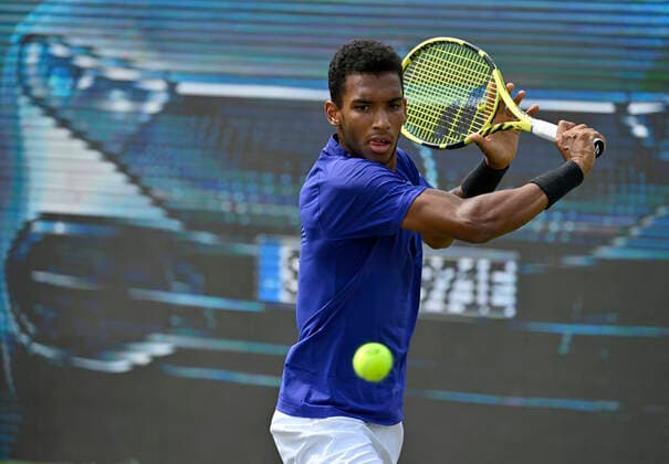 Felix Auger-Aliassime (CAN) Aktion 10.06.2021 Tennis MercedesCup Stuttgart 2021 Weißenhof ATP, Tennis Herren 07.-13.06.2021 Tennis MercedesCup Stuttgart 2021