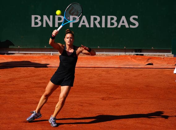 Mandatory Credit: Photo by Javier Garcia BPI Shutterstock (12058061dk) Maria Sakkari during her semi-final match French Open Tennis, Day Twelve, Roland Garros, Paris, France - 10 Jun 2021 French Open Tennis, Day Twelve, Roland Garros, Paris, France - 10 Jun 2021  Copyright: xJavierxGarcia BPI Shutterstockx 12058061dk