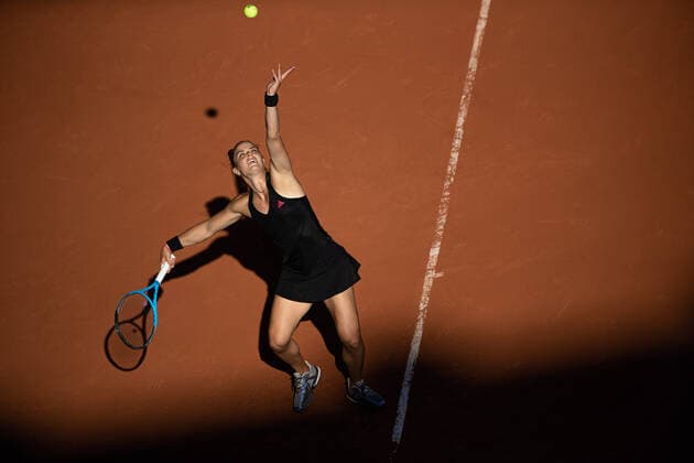 Maria SAKKARI of Greece serves during her women s single against Barbora KREJCIKOVA of Czech Republic on the Semi final of the French Open tennis tournament at Roland Garros in Paris, France, 10 June 2021.  Copyright: xAurelienxMorissardx