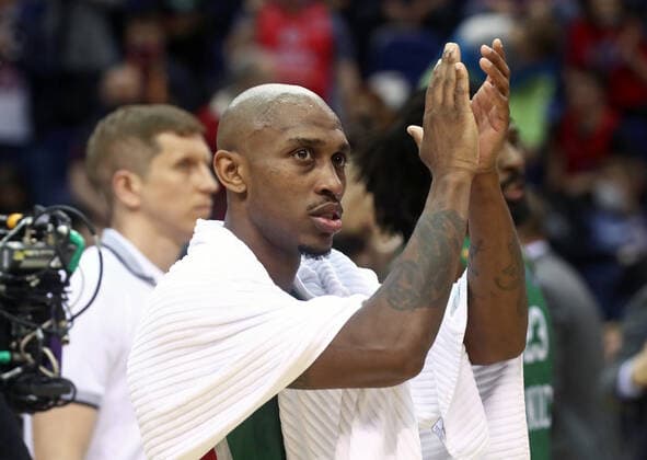 MOSCOW, RUSSIA - JUNE 10, 2021: UNICS Kazan s Jamar Smith applauds after UNICS Kazan lost 81-89 to CSKA Moscow in Game 3 of the 2021 2022 VTB United League final series between CSKA Moscow and UNICS Kazan at CSKA Arena. CSKA Moscow won the game and secured the VTB United League title. Valery Sharifulin TASS  TS1044CC
