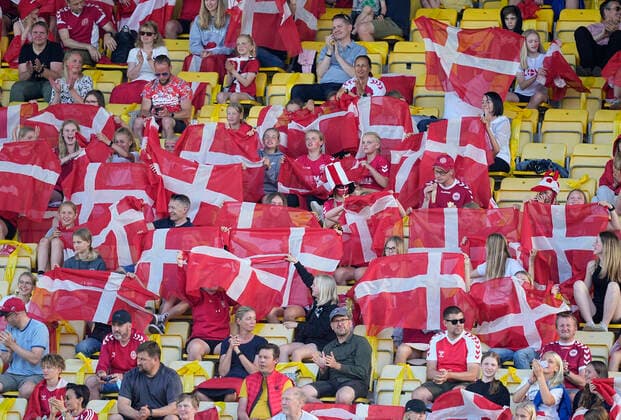 Denmark - Australia Danish fans celebrates scoring their first goal during the friendly match between Denmark and Australia at Horsens Stadium, Horsens, Denmark on June 10, 2021. Horsens Denmark pedersen-denmarka210610_npCGH  Copyright: xUlrikxPedersenx