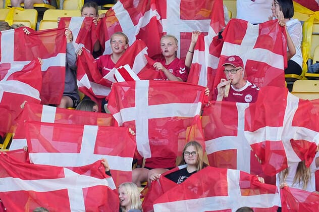 June 10, 2021: Danish fans celebrates scoring their first goal during Denmark against Australia on Horsens Stadium, Horsens, Denmark. CSM Horsens Denmark - ZUMAc04_ 20210610_zaf_c04_067 Copyright: xKimxPricex