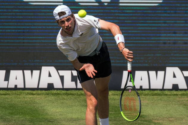 Ugo Humbert (FRA). Deutschland, Stuttgart, 11.06.2021, Tennis, ATP250, MercedesCup 2021, Viertelfinale, Ugo Humbert (FRA) - Felix Auger-Aliassime (CAN), TC Weissenhof Foto: A2 Bildagentur Peter Hartenfelser